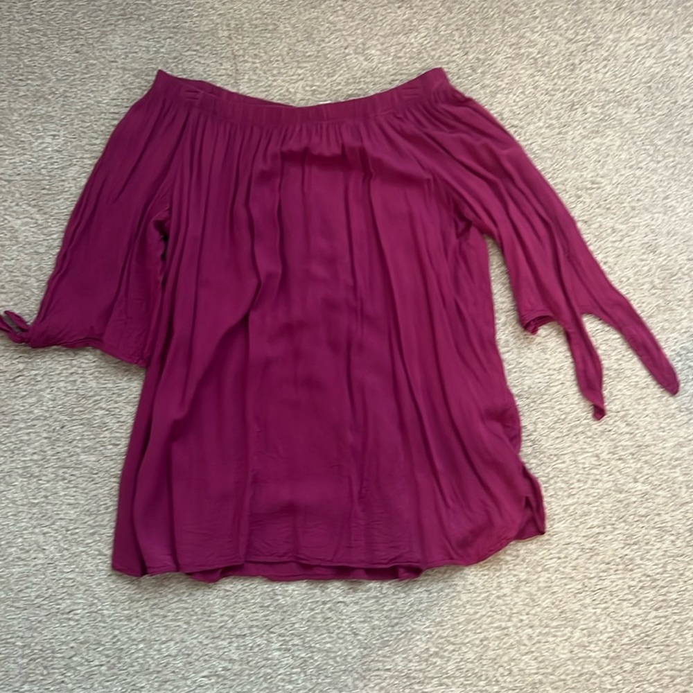 Off the shoulder magenta top